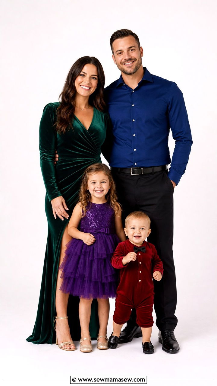 Coordinated Jewel Tone Family Photo Outfits - 25 family photo outfits Pinterest