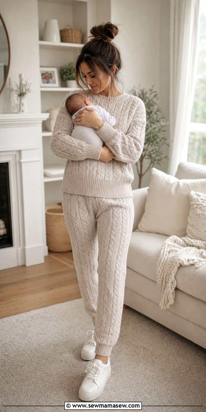 Coordinated Knit Lounge Set - 25 classy outfits for new moms