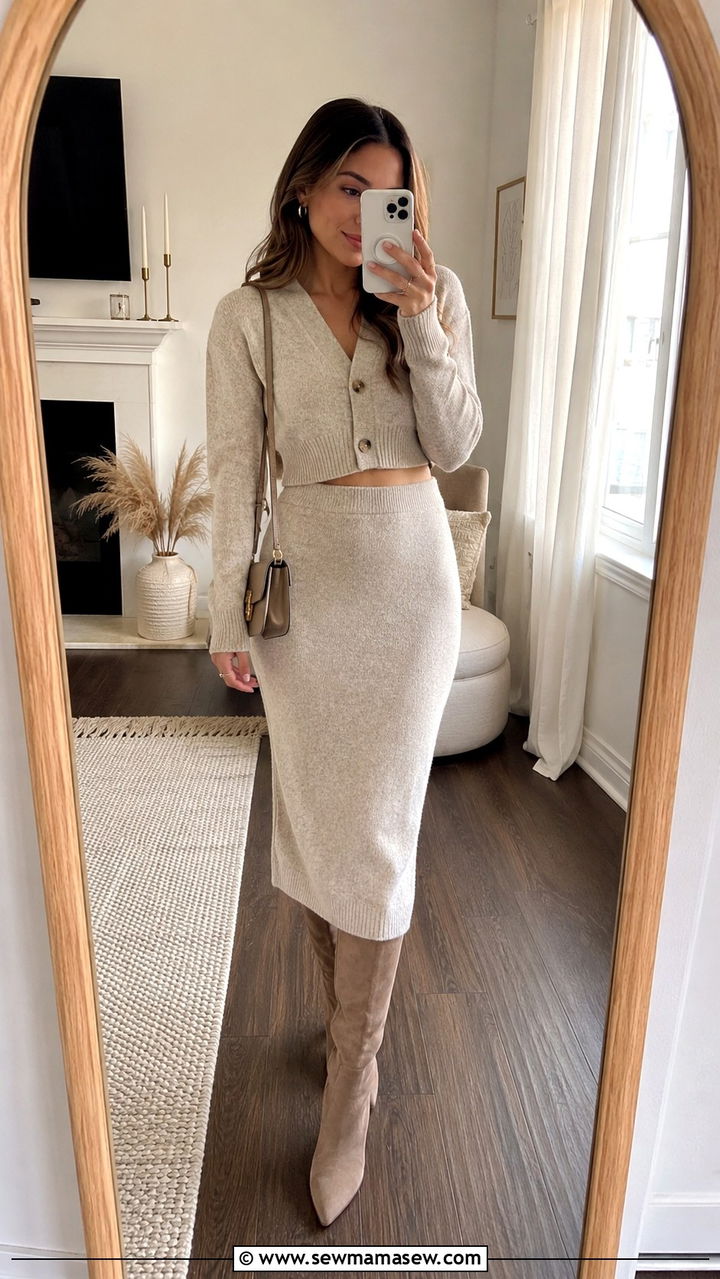 Coordinated Knit Set for Petite Photoshoot - 25 Photoshoot outfits for petite women