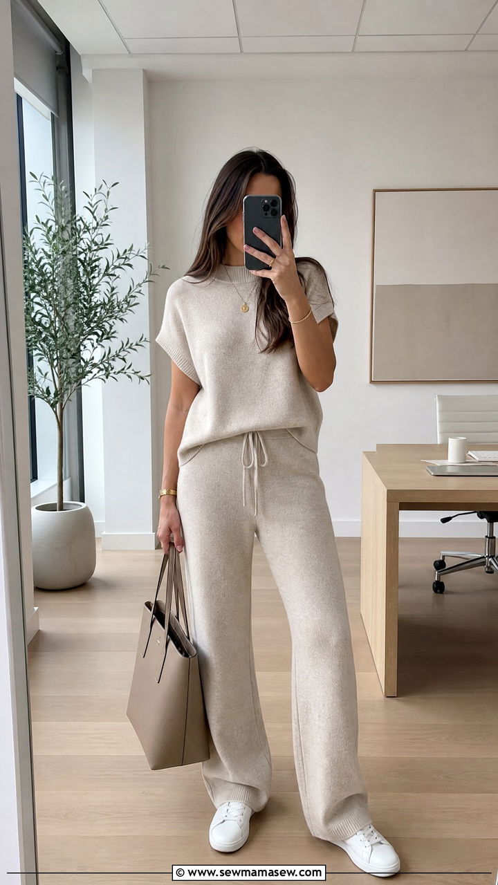 Coordinated Knit Top And Trousers Set - 35 Modern business casual outfits
