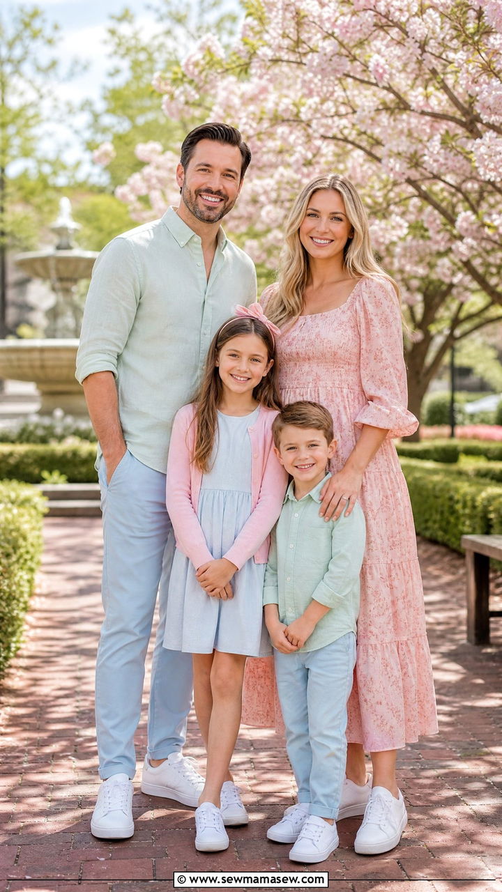 Coordinated Pastel Outfits For Spring Park Photos - 30 family photo outfits ideas