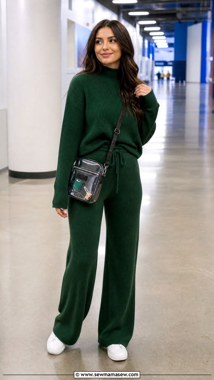 Coordinated Two Piece Knit Set With Sneakers - 35 Gameday outfit ideas 2026