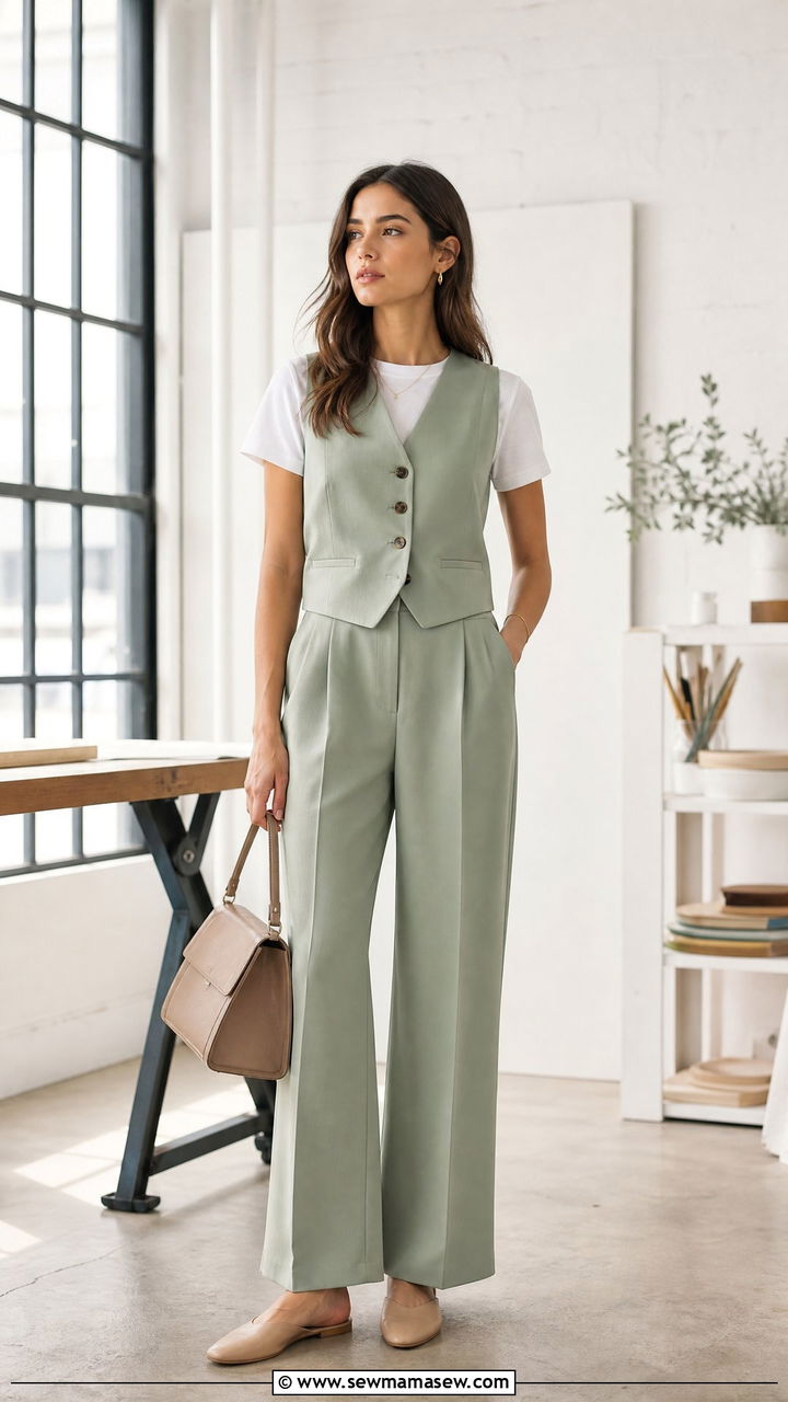 Coordinated Two Piece Vest Set - 30 Summer capsule wardrobe for work