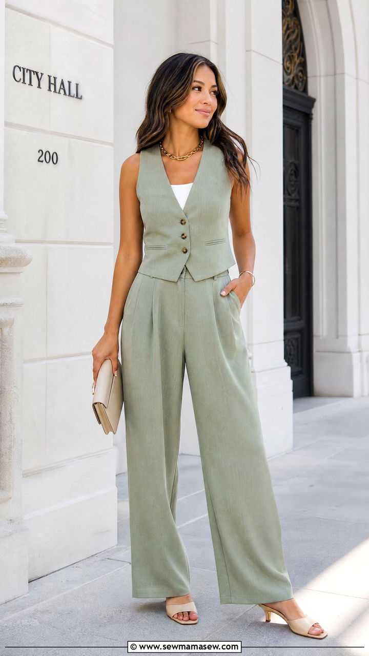 Coordinated Vest and Trousers City Hall Wedding Guest - 25 City hall wedding guest outfits