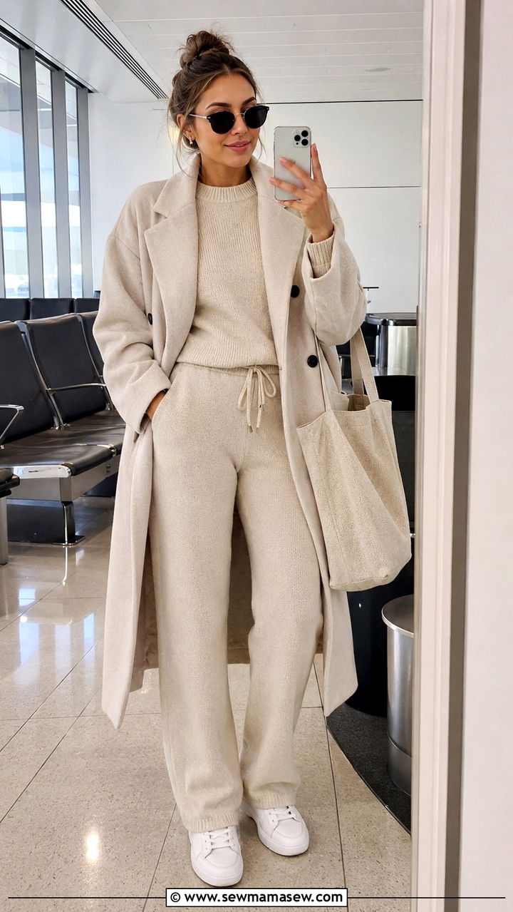 Coordinated knit lounge set with sneakers - 25 windy day outfits trends