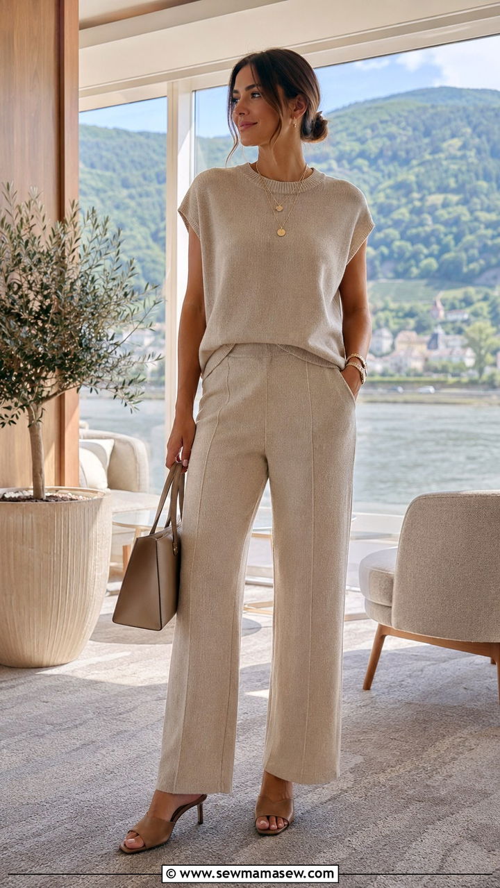 Coordinated knit set outfit - 30 Rhine cruise outfit ideas