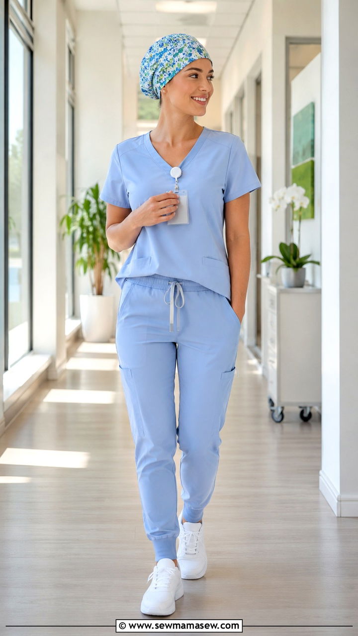 Coordinated scrub cap outfit - 30 Spring nurse outfits