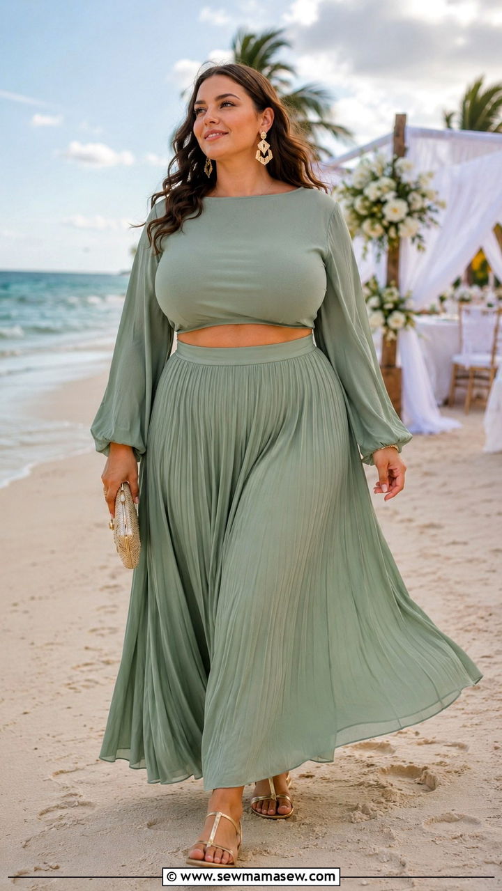 Coordinated two piece outfit for big bust wedding guest - 20 Wedding guest outfit ideas big bust
