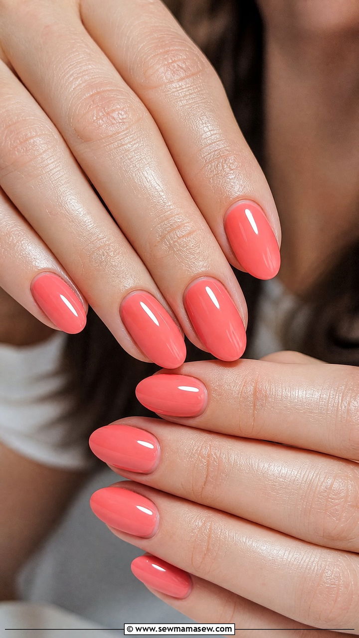 Coral Pink Gel Nails - 50 gel polish