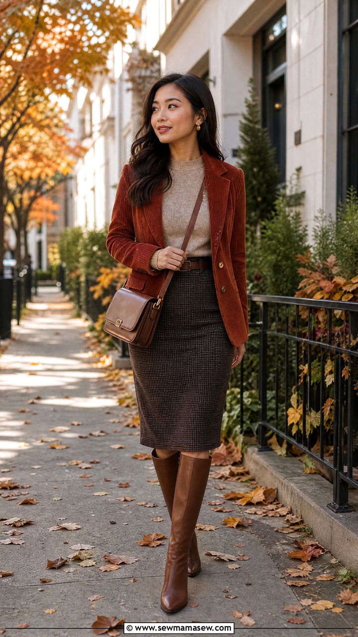 Corduroy Blazer With Pencil Skirt - 25 Petite outfit ideas with blazer