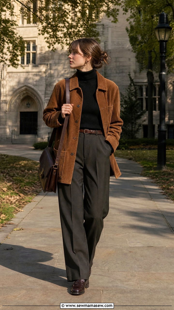 Corduroy Jacket With Turtleneck And Trousers - 25 Indie girl outfit ideas 2026