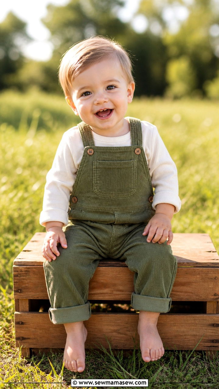 Corduroy Overalls Baby Boy Photo Outfit - 20 1 year photo outfit ideas