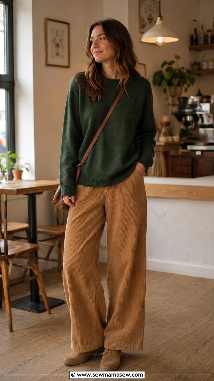 Corduroy Pants With Crewneck Sweater Outfit - 25 PhD student outfit ideas
