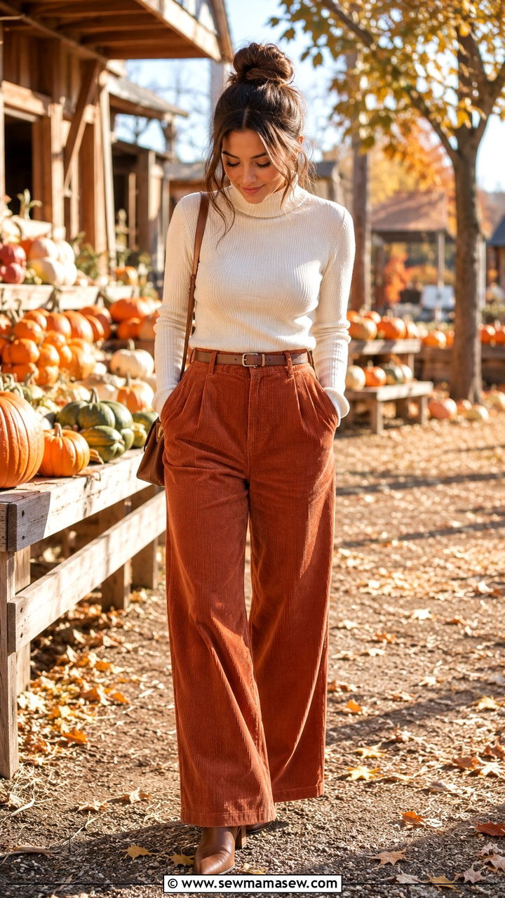 Corduroy Pants With Turtleneck - 30 transitional petite outfit ideas