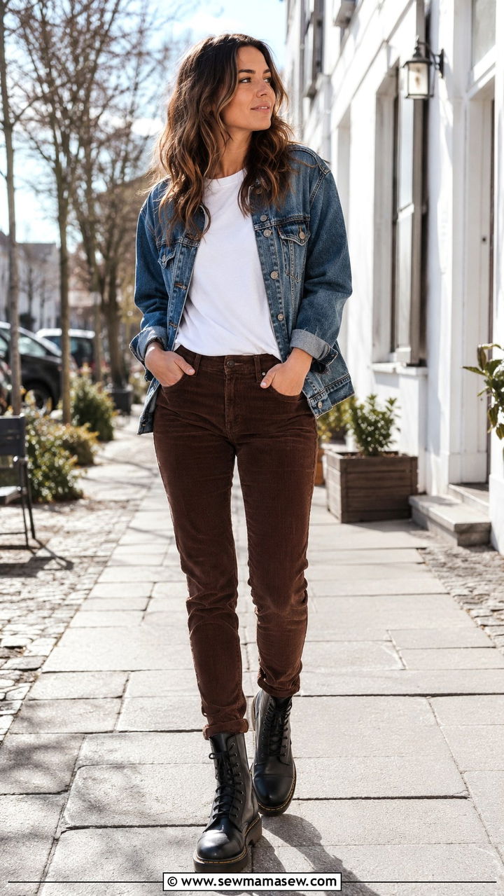 Corduroy Pants and Denim Jacket Outfit - 20 French girl outfit ideas Charlotte Gainsbourg