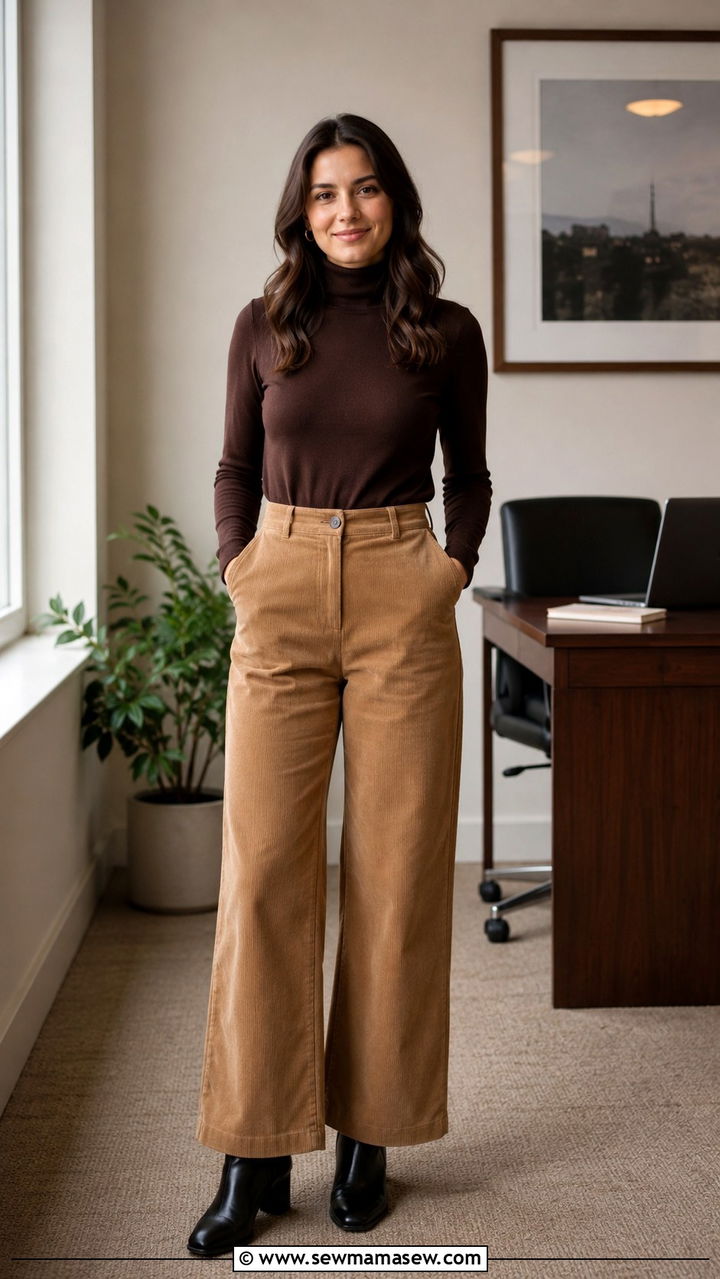 Corduroy Pants and Turtleneck Internship Outfit - 30 Internship outfit ideas