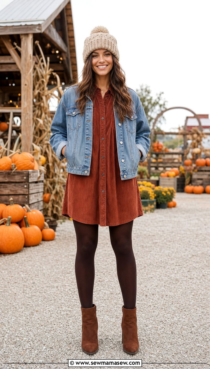 Corduroy Shirt Dress With Jean Jacket - 25 Shirt dress outfit ideas with a jacket