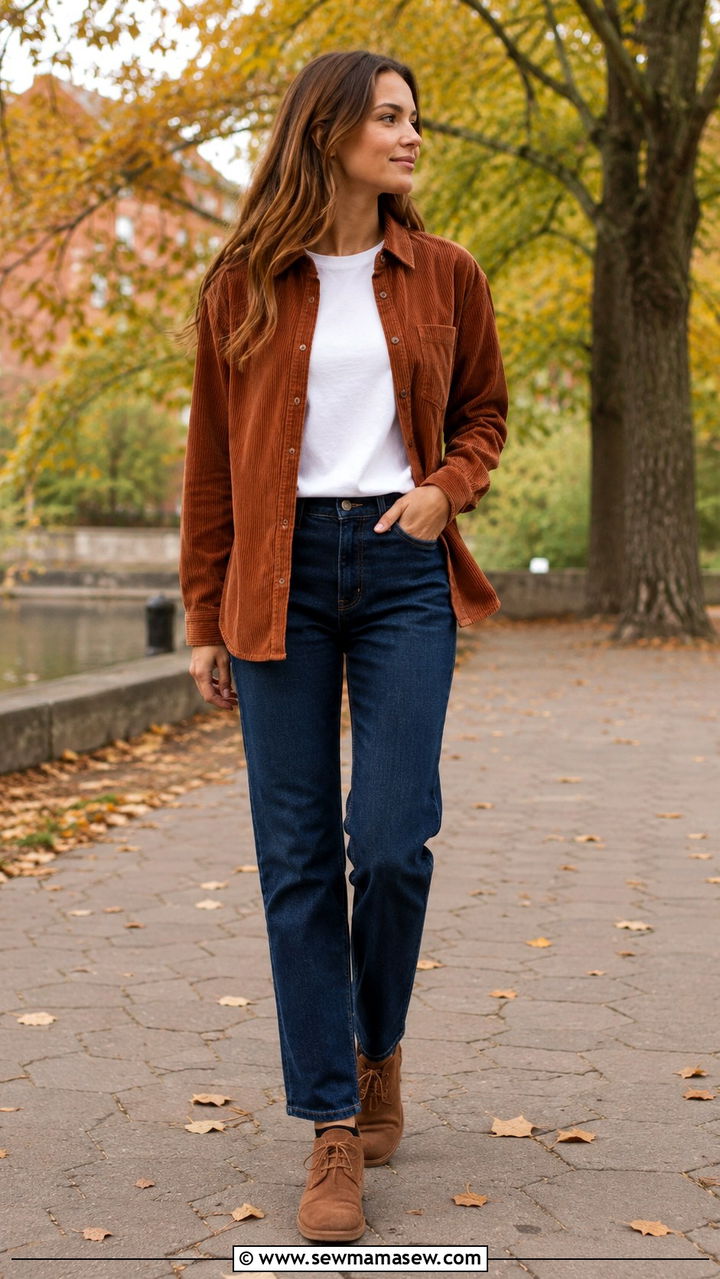 Corduroy Shirt With Straight Jeans - 25 Androgynous outfit ideas
