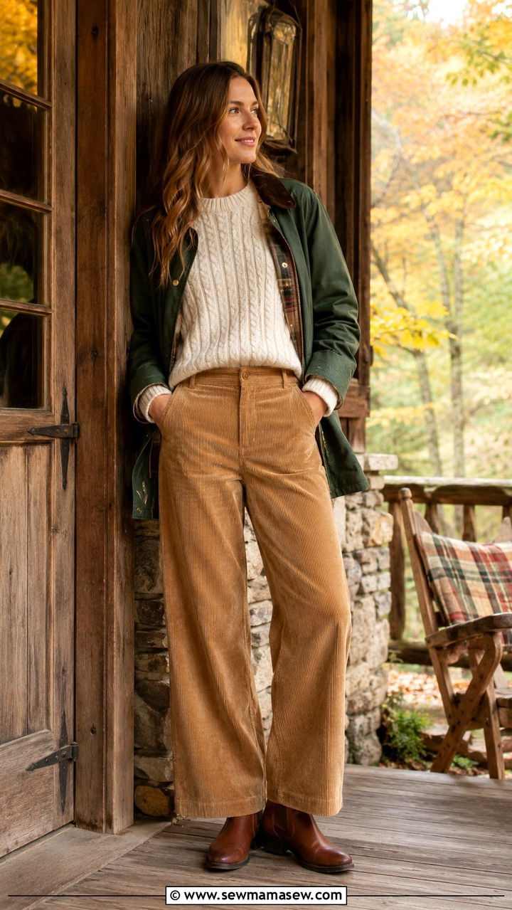 Corduroy Trouser Cozy Outfit - 30 trouser outfit ideas for women