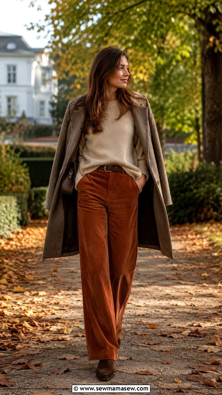 Corduroy Trousers With Cashmere Sweater And Suede Loafers - 30 Danish outfit ideas