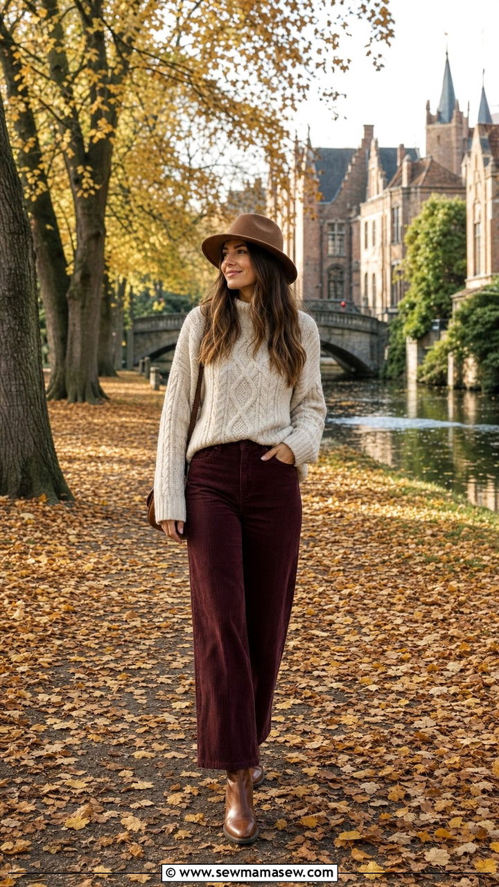 Corduroy Trousers and Chunky Knit Bruges Autumn - 35 Bruges outfit ideas