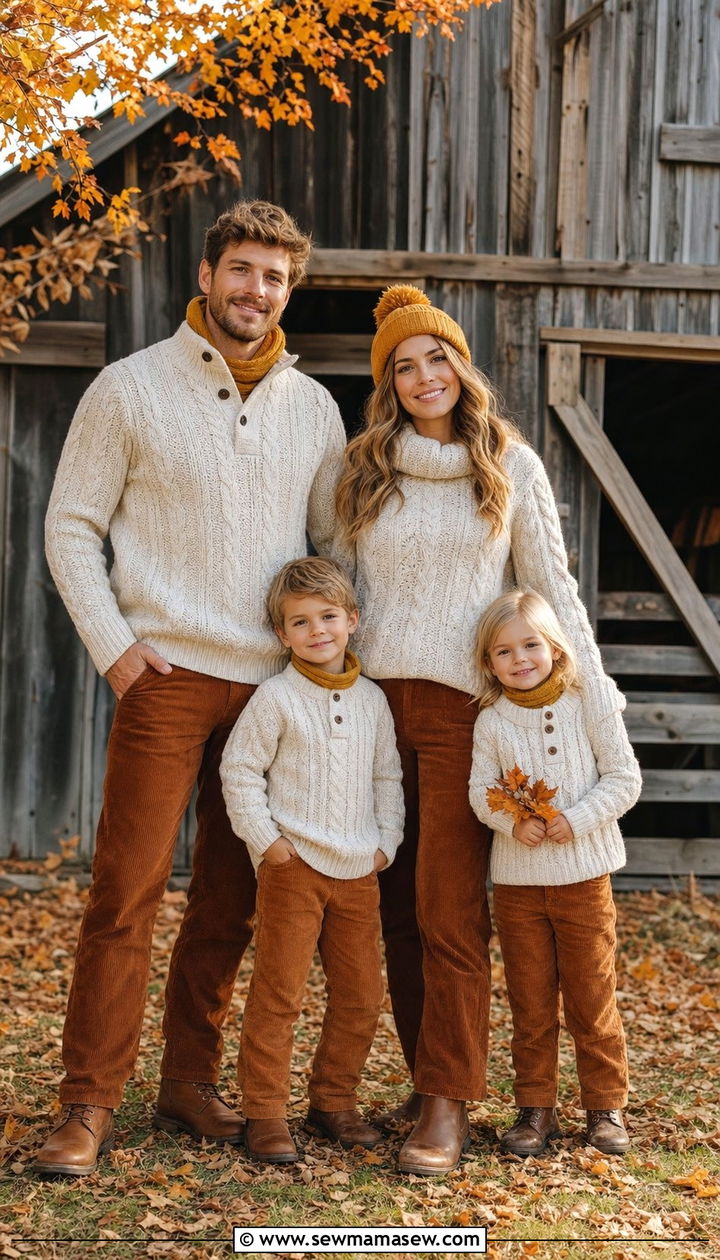 Corduroy and Cable Knit Fall Family Photo Outfit - 25 family photo outfits inspo