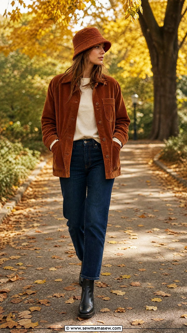 Corduroy jacket jeans and Chelsea boots bucket hat outfit - 25 How to style a bucket hat