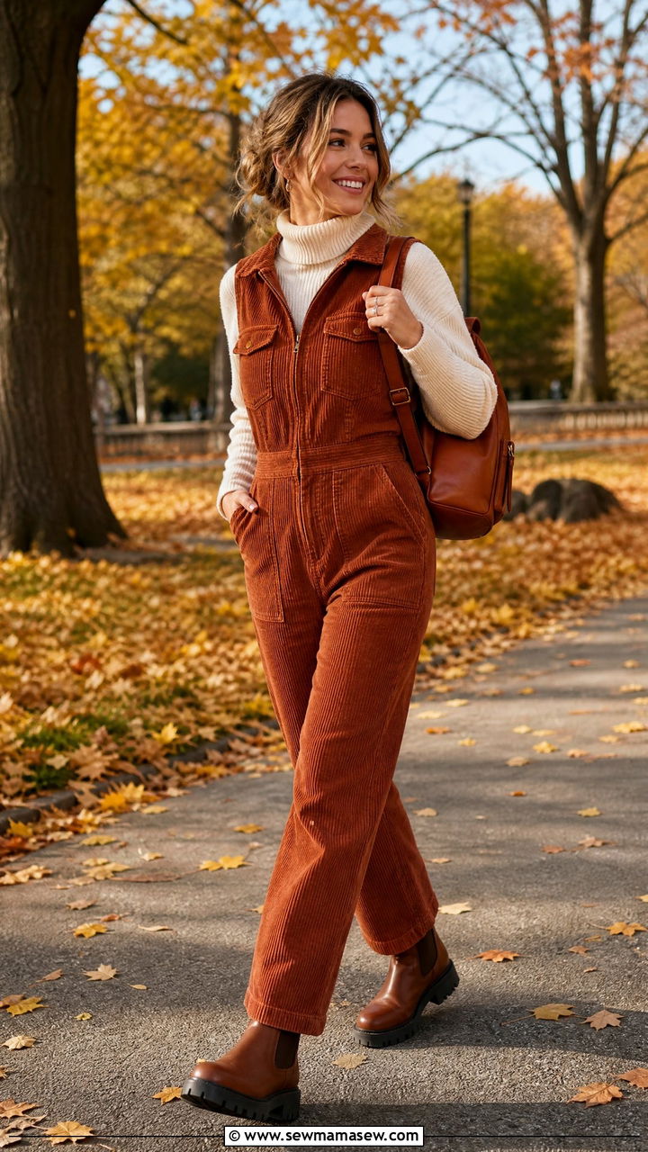 Corduroy jumpsuit fall outfit - 35 How to style a jumpsuit