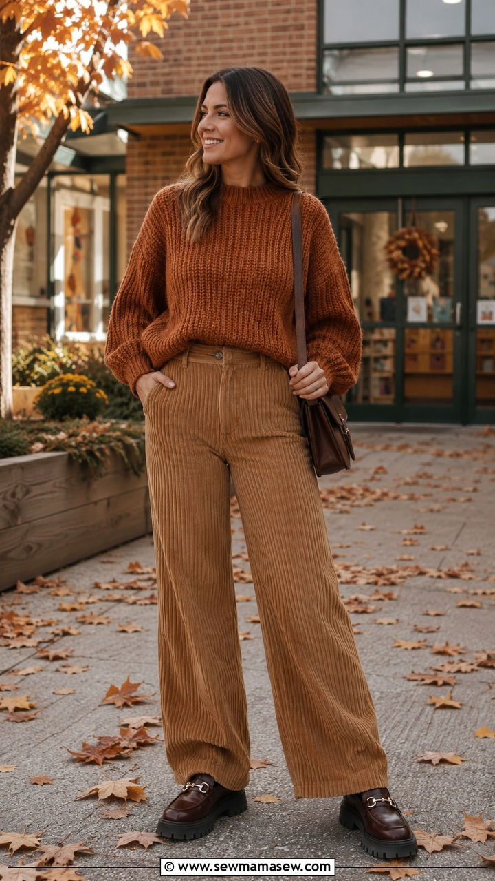 Corduroy pants and chunky sweater preschool teacher outfit - 25 Preschool teacher outfit ideas