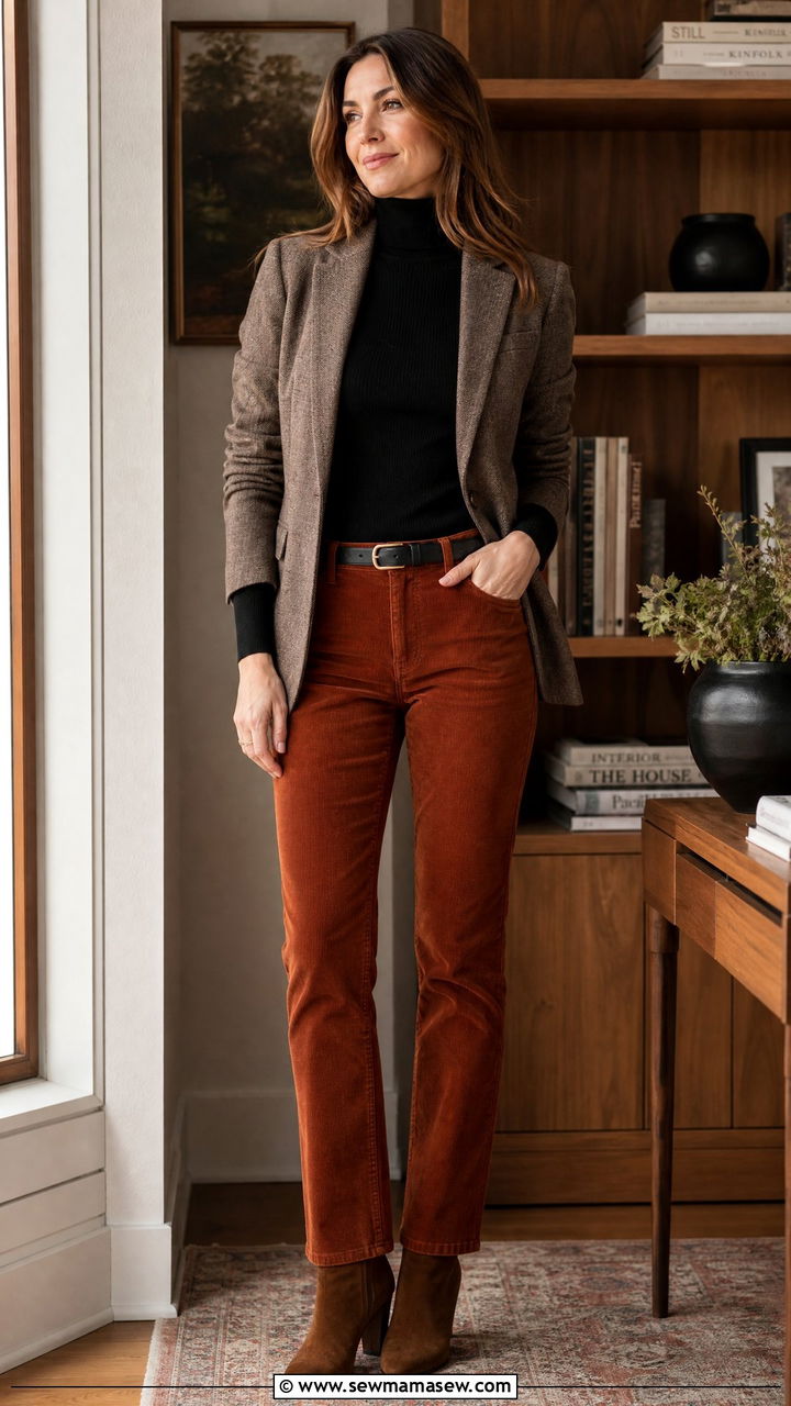 Corduroy pants with a turtleneck - 25 Business casual outfits with pants