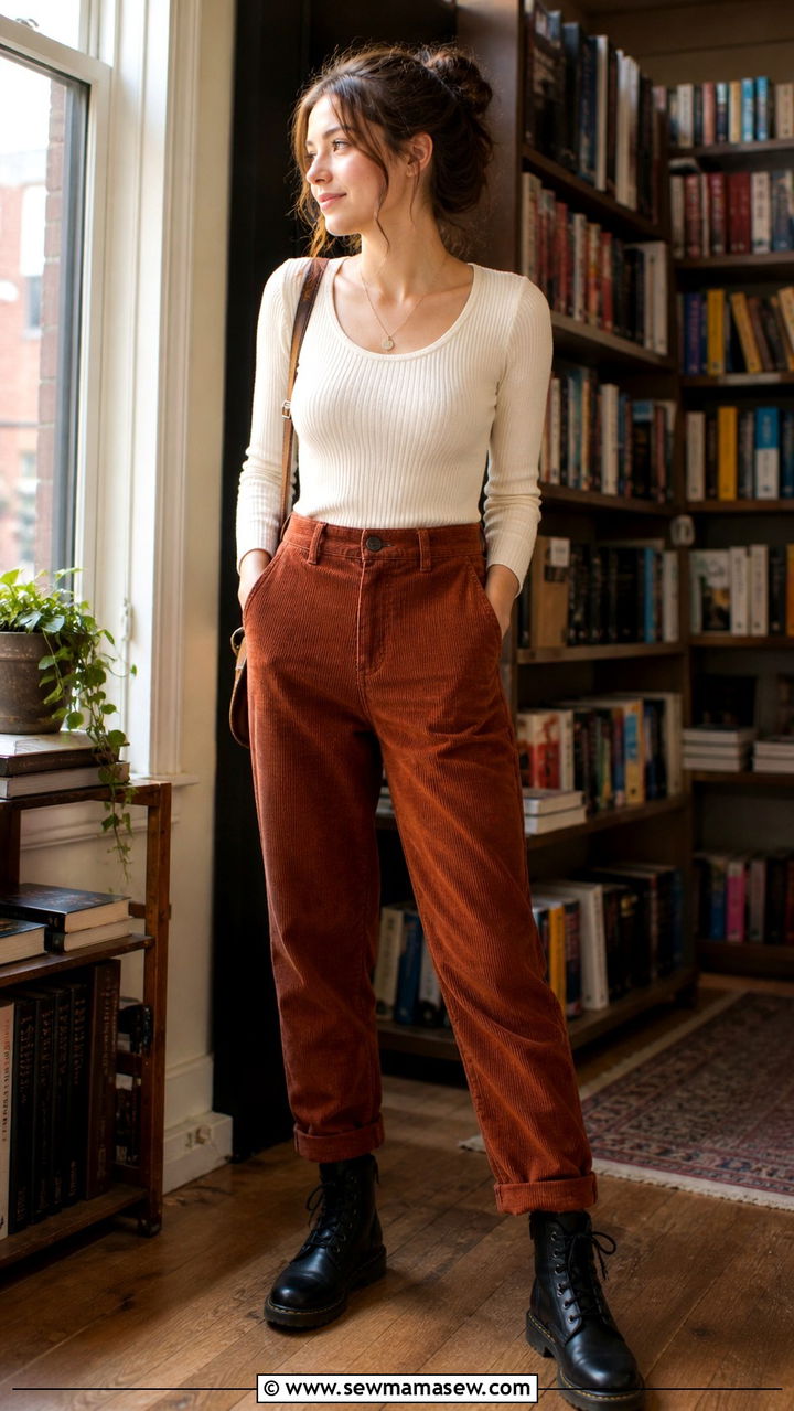 Corduroy pants with combat boots outfit - 40 Combat boots outfit ideas