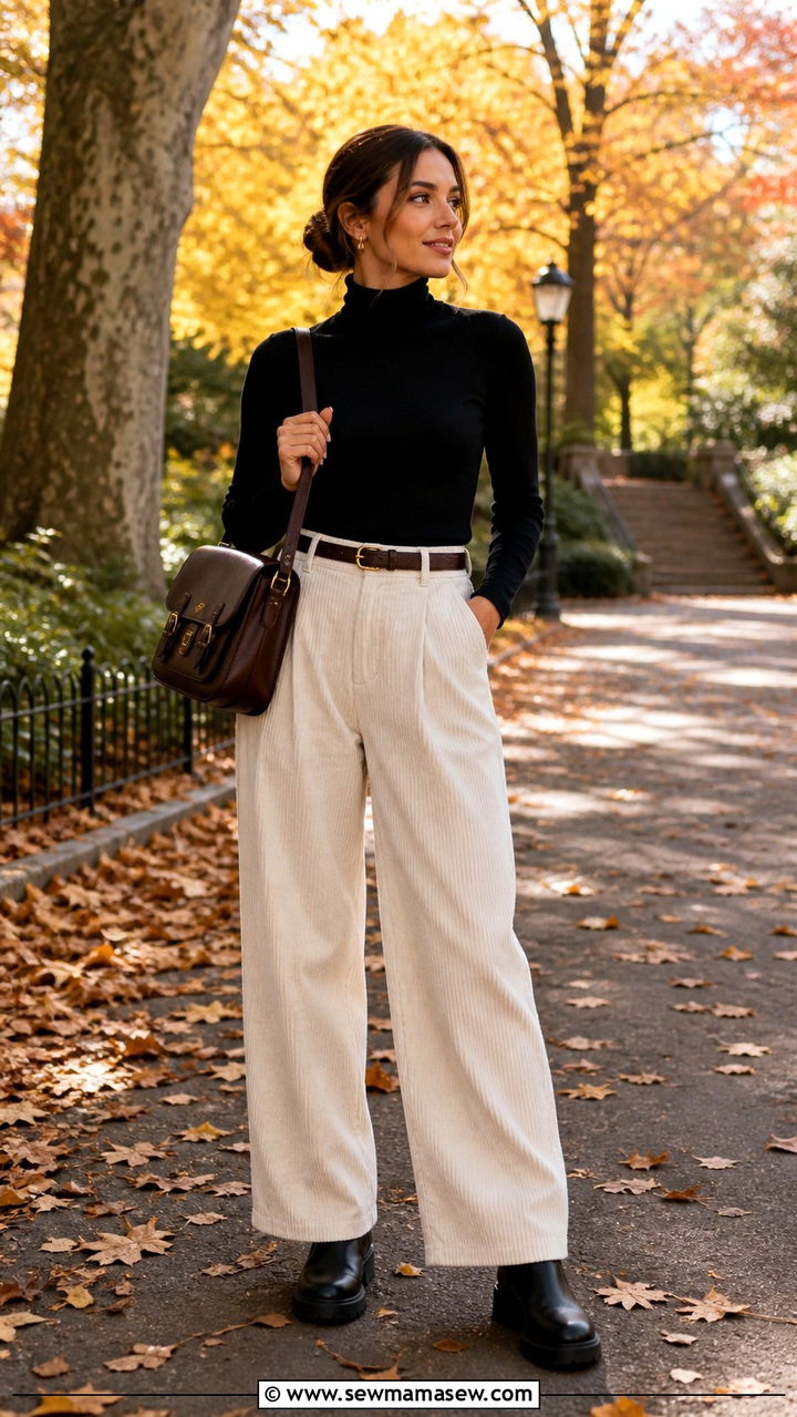 Corduroy pants with turtleneck and Chelsea boots - 40 trendy outfits