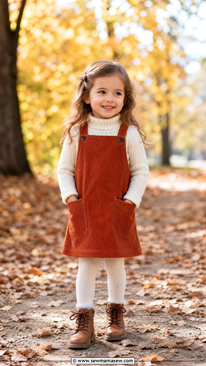 Corduroy pinafore dress preschool outfit - 30 Preschool outfit ideas