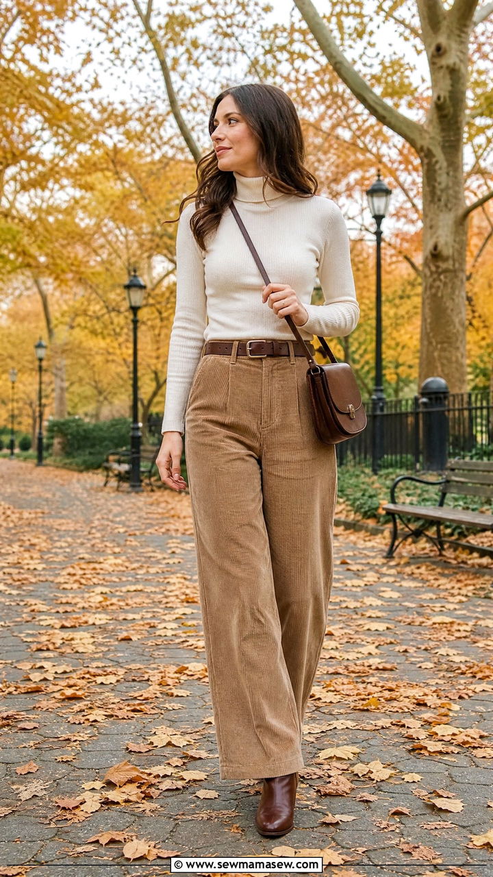 Corduroy trousers and turtleneck light academia outfit - 25 Light academia outfit ideas 2026