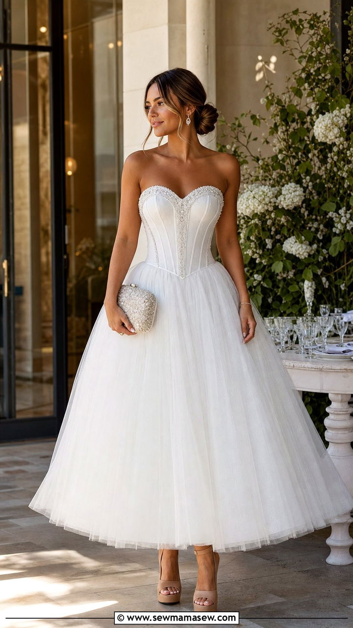Corset Bodice White Ball Gown with Embellished Clutch - 25 Debutante ball outfit ideas
