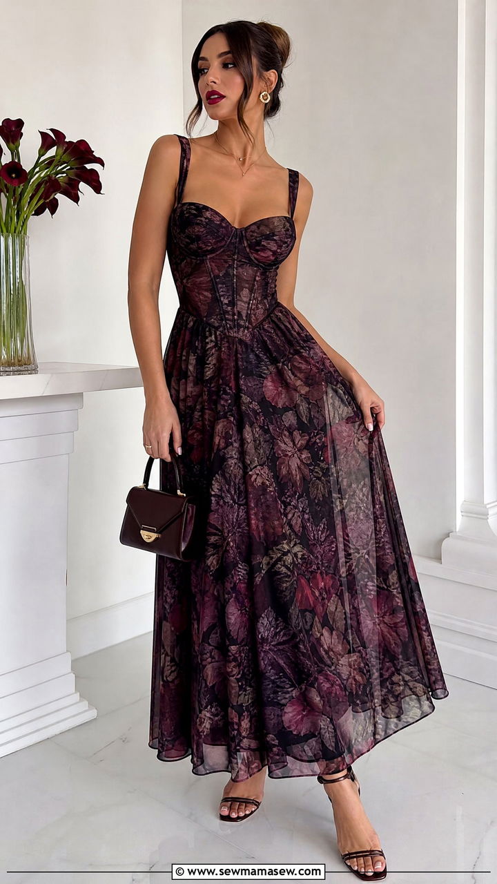 Corset Detail Maxi Dress Going Out Outfit - 30 summer maxi dress outfit ideas