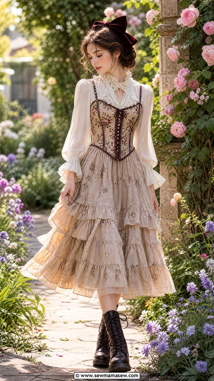 Corset Top Layered Over Blouse Outfit - 35 maximalist outfits