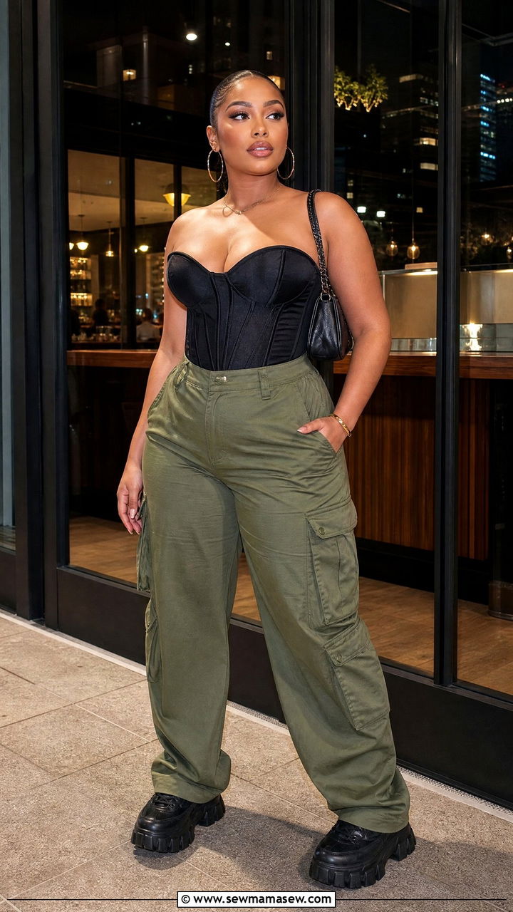 Corset Top With Cargo Pants Outfit - 30 Cute outfits for curvy women