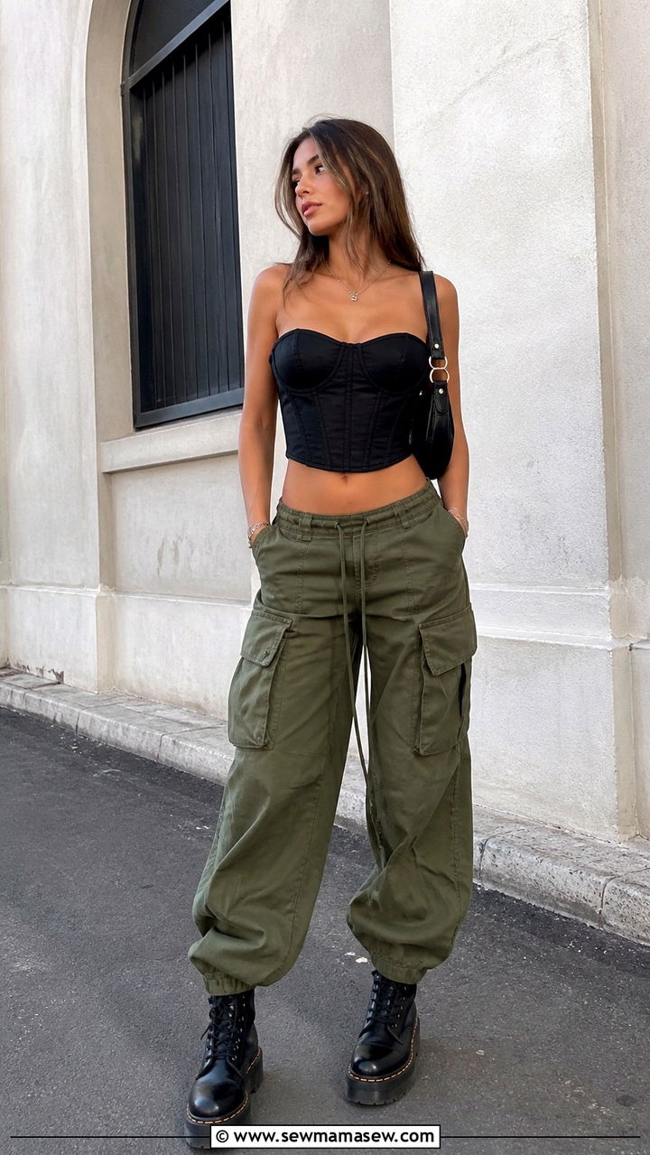 Corset Top With High Waisted Cargo Pants - 20 18th birthday outfit ideas