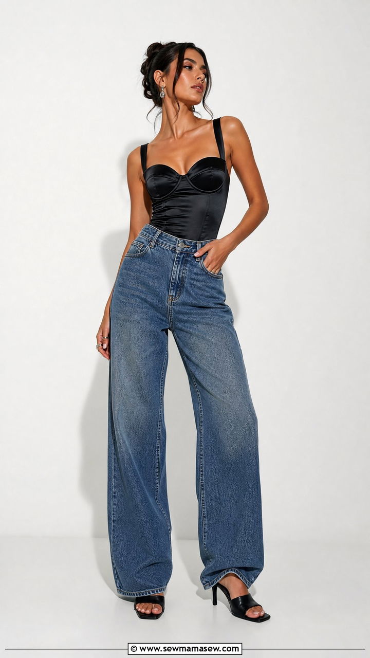 Corset Top With Wide Leg Jeans And Heeled Mules - 30 Taylor Swift concert outfit ideas
