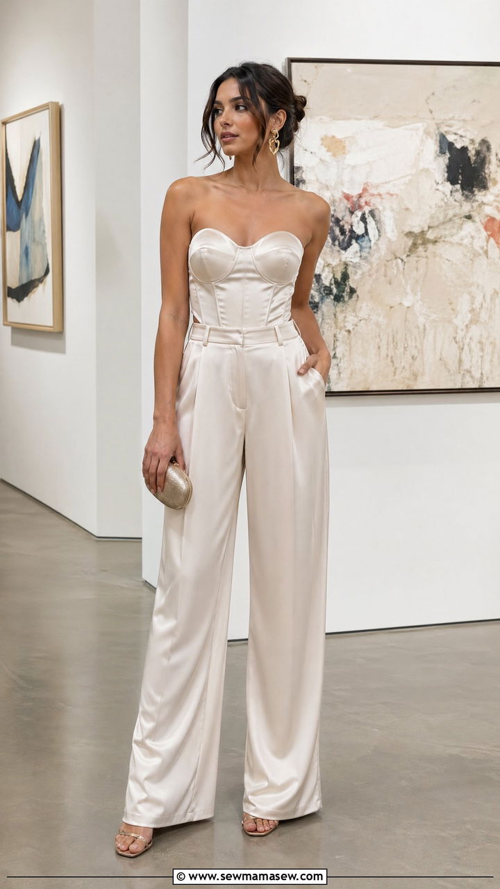 Corset Top With Wide Leg Trousers - 35 engagement party outfit ideas