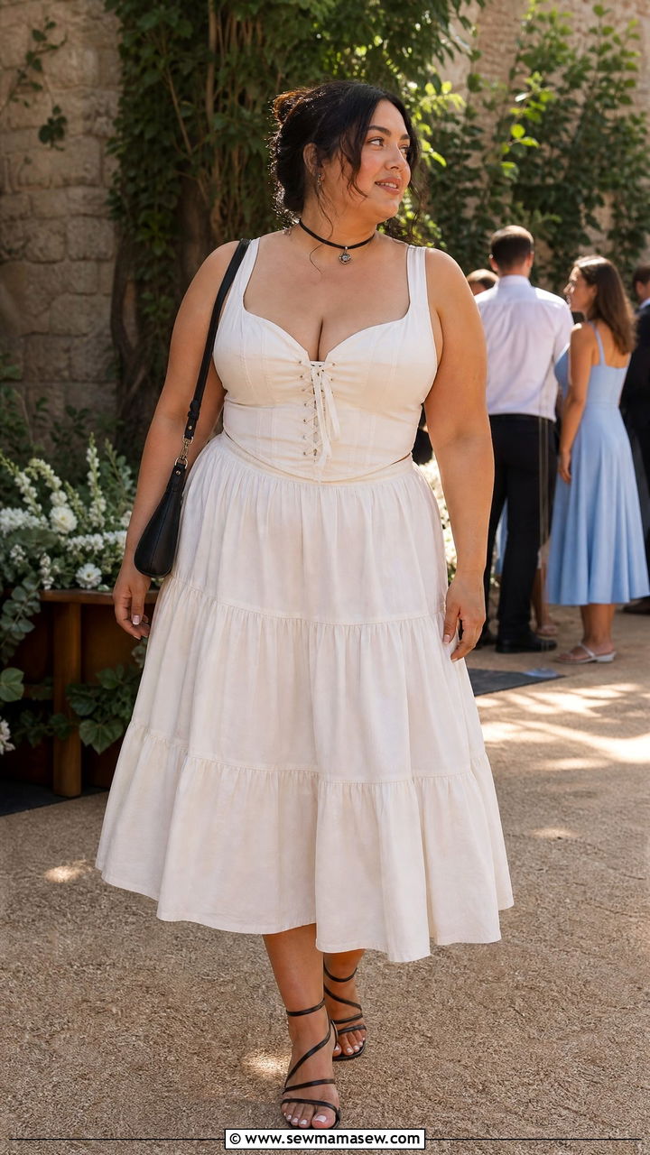 Corset Top and Midi Skirt Plus Size Big Bust - 25 Outfit ideas for big bust plus size