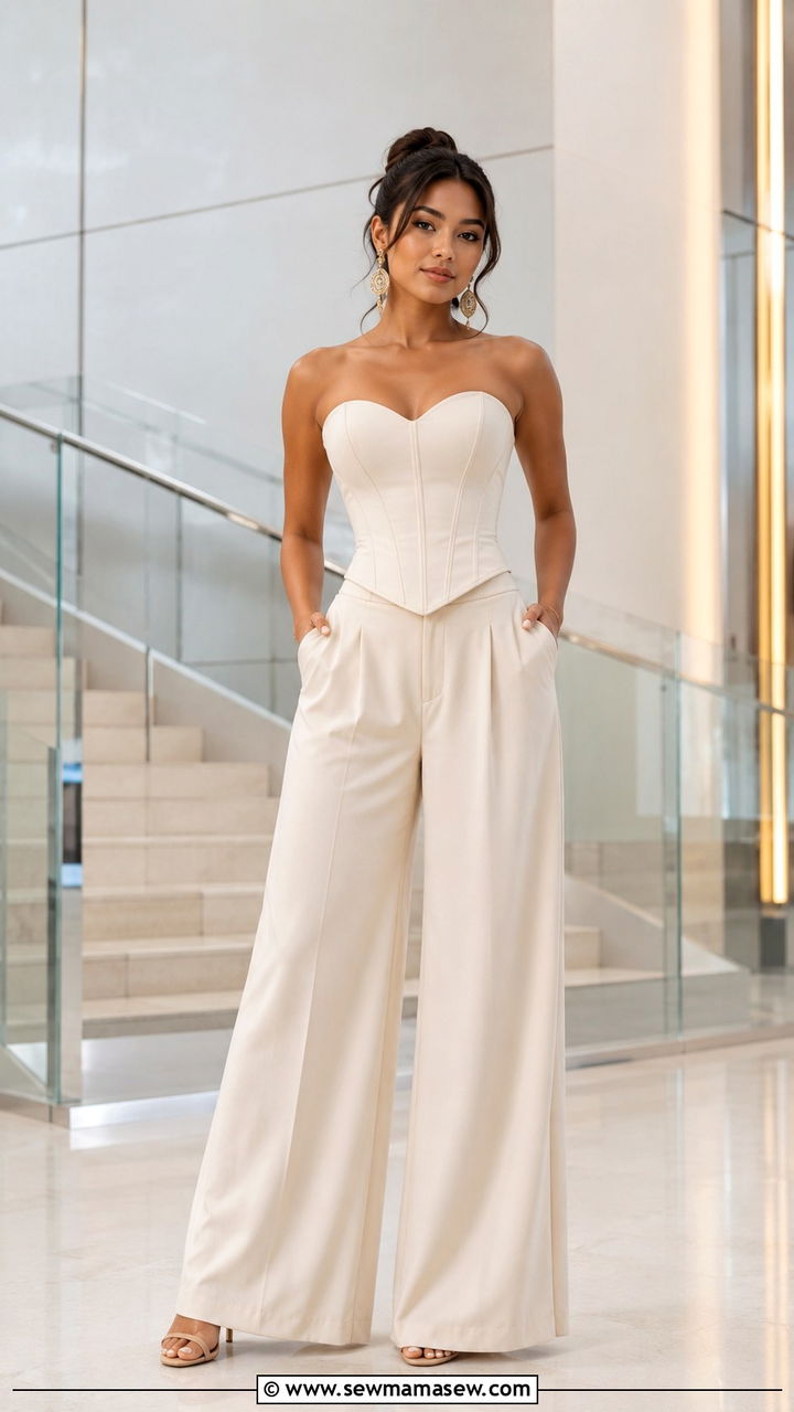 Corset Top and Wide Leg Pants Ensemble - 30 graduation outfits ideas