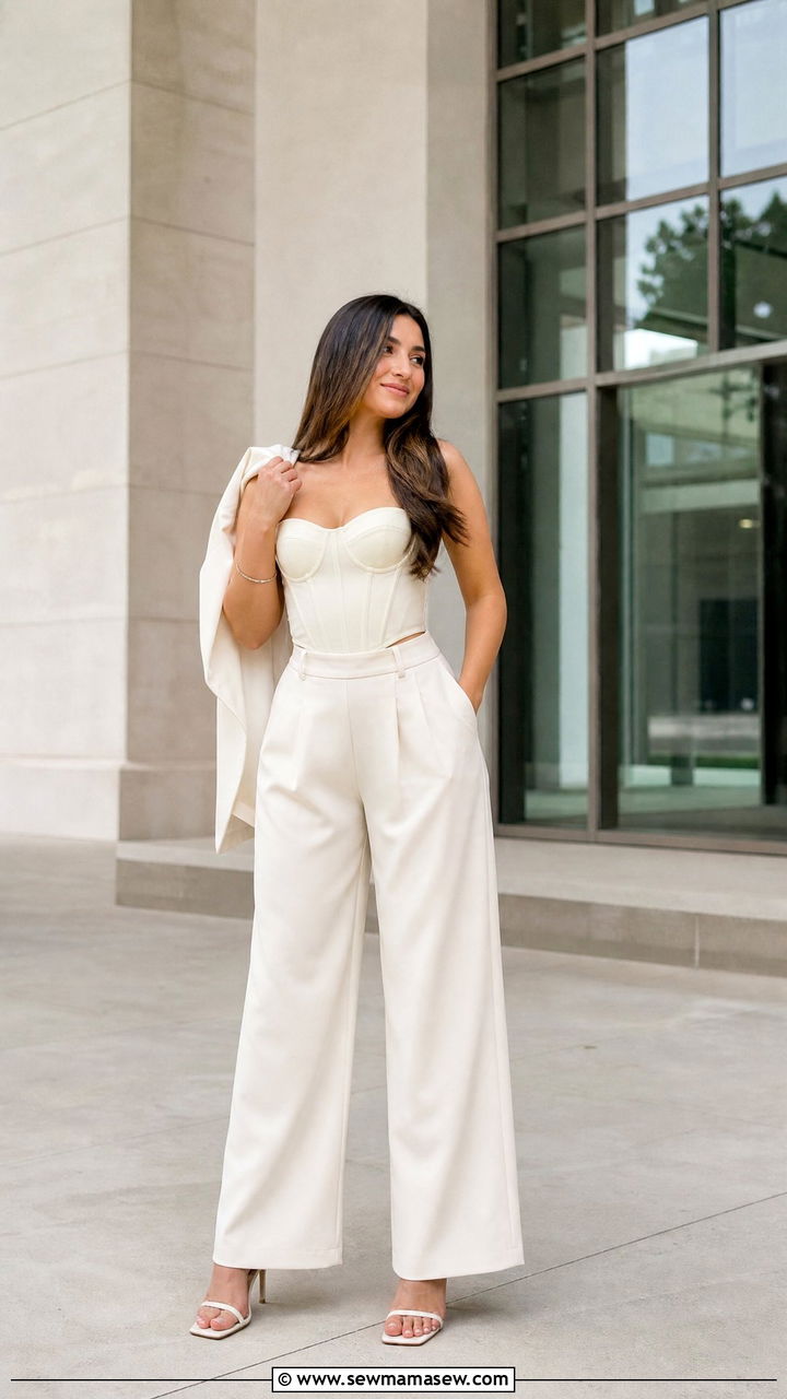 Corset Top and Wide Leg Trousers - 25 Graduation photo outfit ideas