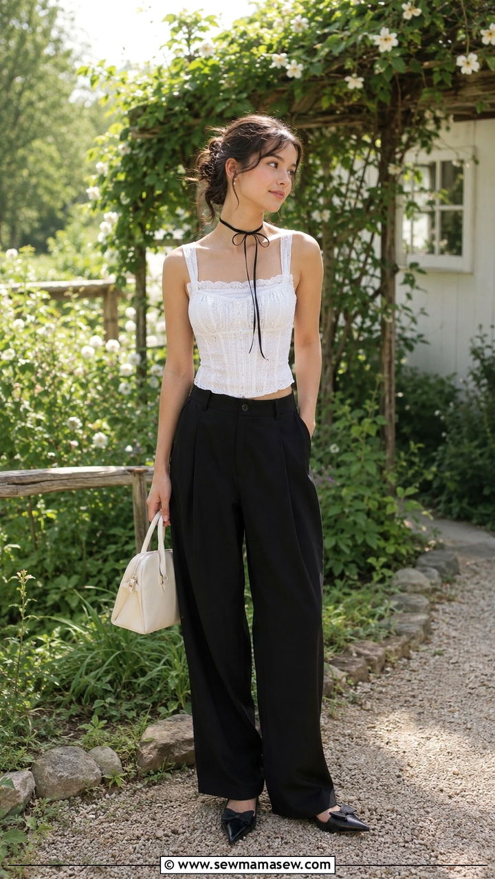 Corset Top and Wide Leg Trousers Outfit - 30 Trendy outfits for 14 year olds