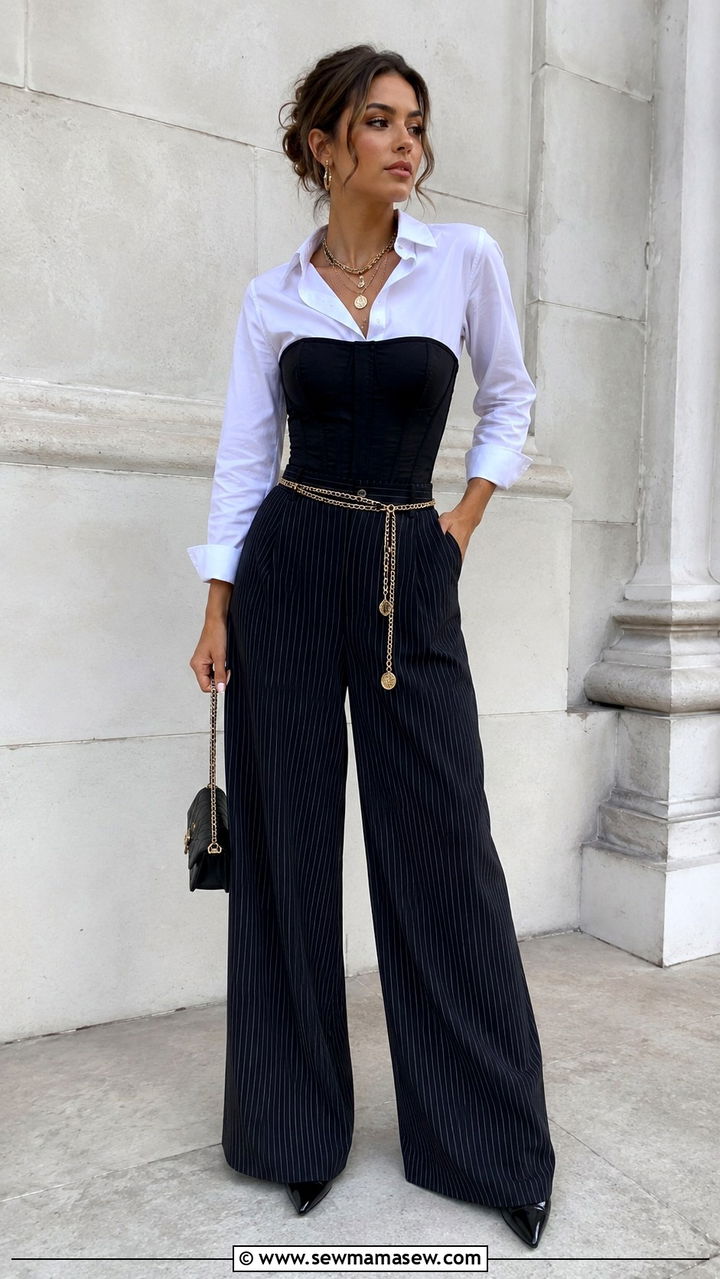 Corset Top with Wide Leg Pants Outfit - 30 maximalist outfits for women