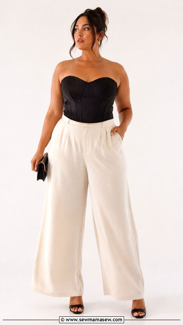 Corset Top with Wide Leg Trousers - 30 Plus size birthday outfit ideas