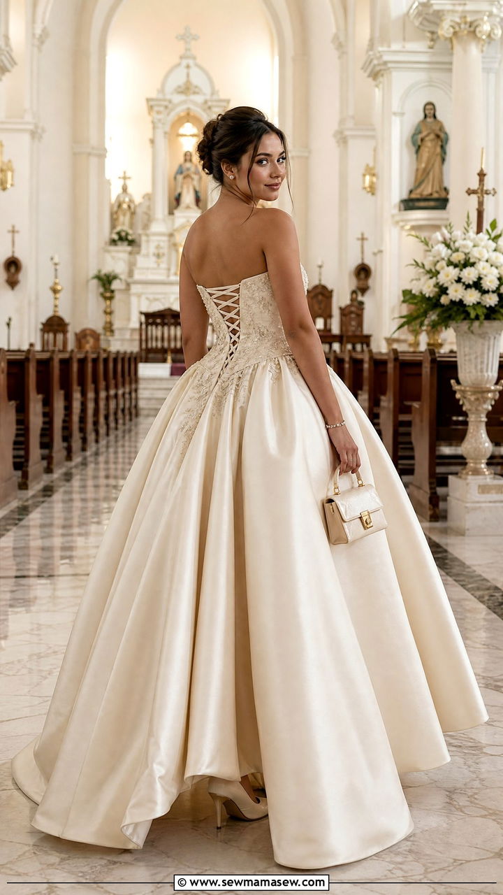 Corset quinceanera gown with lace up back and tiara - 25 Quinceanera outfit ideas