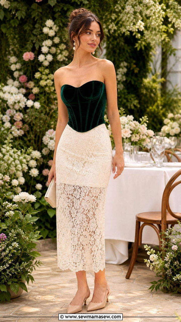 Corset top and lace skirt - 40 Corset top outfit ideas