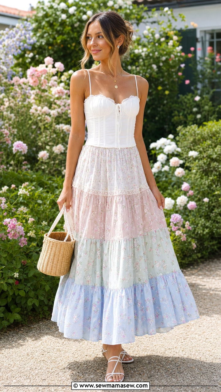 Corset top and maxi skirt spring look - 25 Cute spring outfit ideas 2026